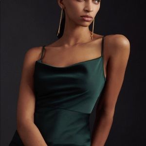 BHLDN Dark Emerald Satin Dress (0)